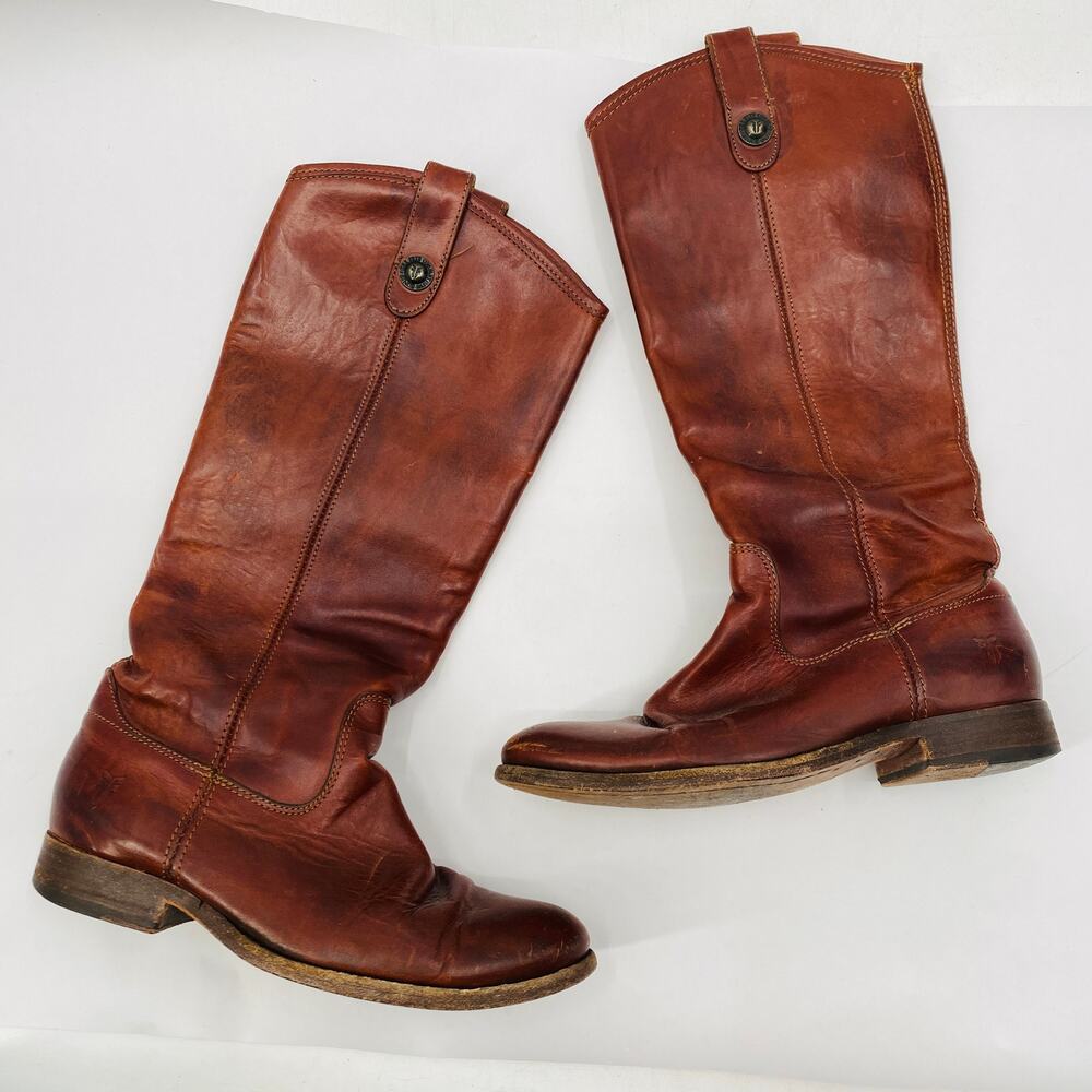 Frye 6. 5 brown leather tall riding boots